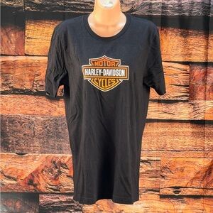 Bella Canvas Black Men's Short Sleeve Tee with Orange Harley-Davidson Logo